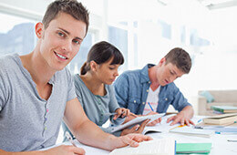 Students using academic resources